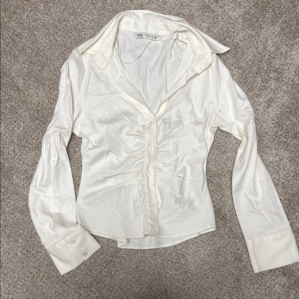Zara Cream Button-Down Shirt